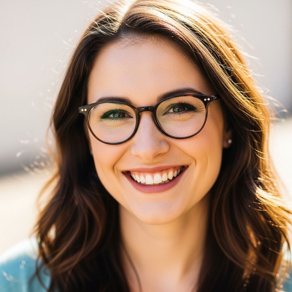 A close-up shot of a person smiling genuinely at the camera during a headshot session. The lighting should be soft and flattering, and the background should be simple and uncluttered. The focus should be on the person-s eyes and expression.