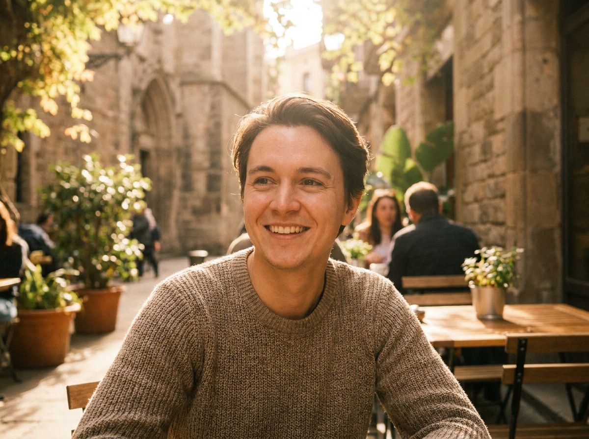 A close-up of a person-s relaxed, natural smile, captured during a lifestyle photoshoot, emphasizing comfort and authenticity rather than a forced expression.